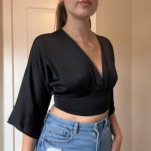 Forever 21 Black Flowy Sleeve Blouse